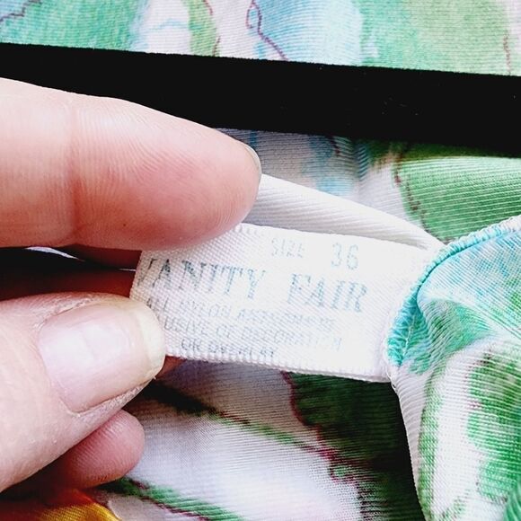 Vintage Vanity Fair robe floral print sain Cottagecore house coat gown M - Picture 3 of 4